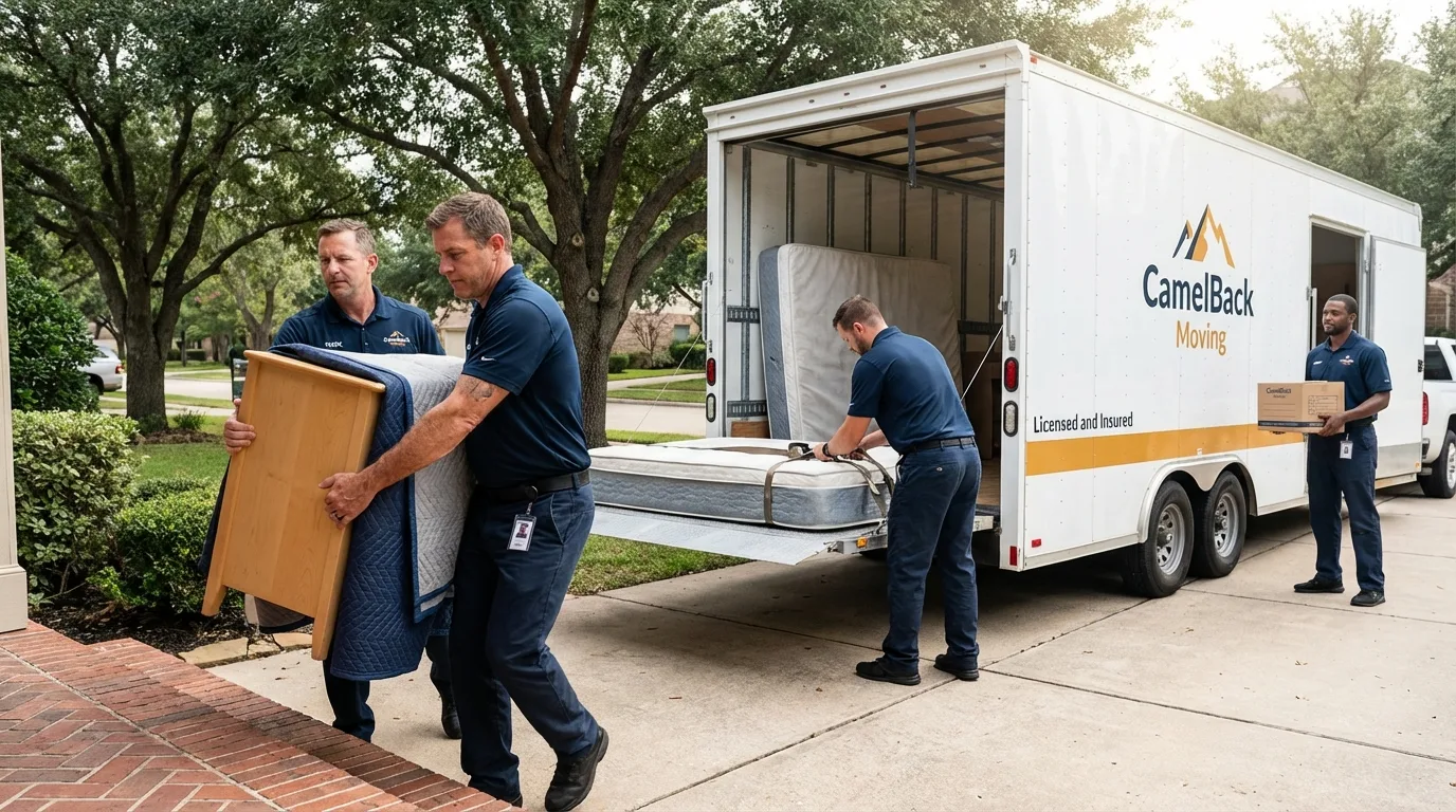 Crew loading residential truck for cross-state move from Cottonwood, AL